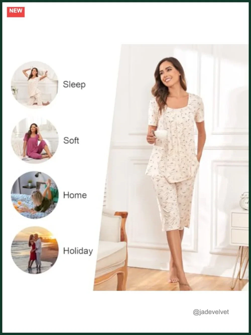 Women's Square Neck Pajama Set Soft Rayon Spandex 2 Piece Lounge Sleepwear